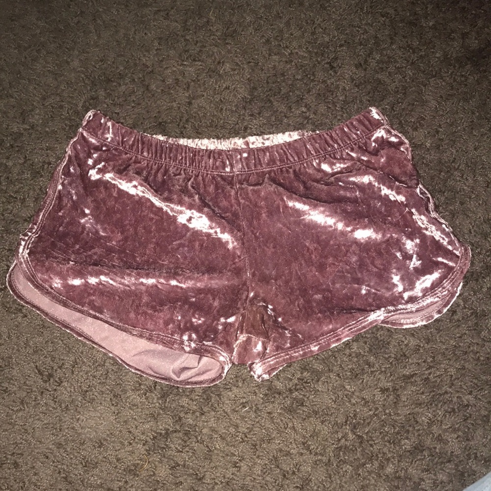 pink velvet shorts
